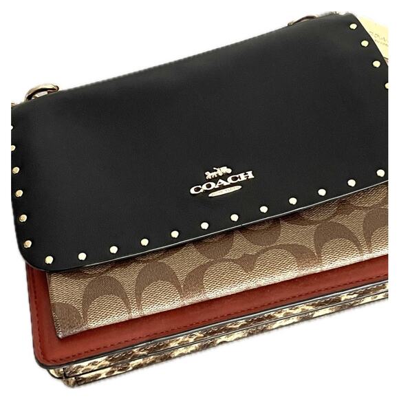 Coach Klare Leather w/ Signature Canvas Rivets Crossbody NWOT - Picture 1 of 11